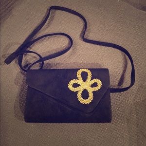 Black suede cocktail purse
